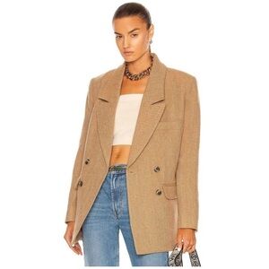 Smythe Oversized Double Breasted Blazer in Camel Herringbone